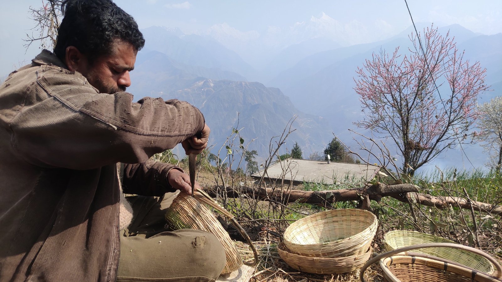 Bamboo craft making in mountains